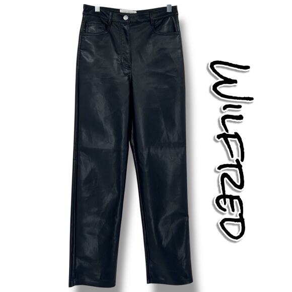 Wilfred The Melina Pant Black Faux Leather High-Rise Straight Leg Pants Womens 4 - Picture 1 of 11